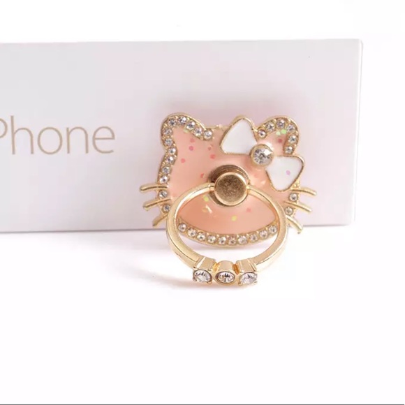 NWT Hello Kitty Bow Pink Rotating Gold Phone Ring - Picture 2 of 3
